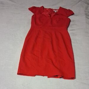 Elegant Red Cap Sleeves Dress